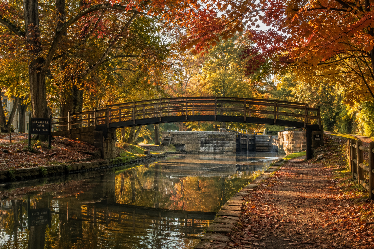 The Delaware Canal towpath in Morrisville